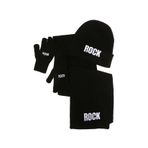 Funky Rocks Ht01 Siyah Unisex Nakışlı Atkı-Bere-Eldiven Takımı