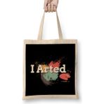 Funny I Arted Artist Joke Artistic Painting Pun Bez Çanta Uzun Saplı - Açık Bej - 40 X 40
