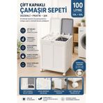Funny Life 100 LT Çift Kapaklı Çamaşır Sepeti Tekerlekli 2 Bölmeli Kirli Çamaşır Düzenleyici