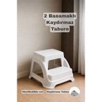 Funny Life 2 Basamaklı Merdiven Tabure - Kaydırmaz Tabanlı Çok Amaçlı Basamaklı Tabure - Açık Gri