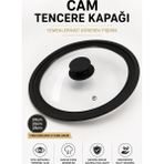 Funny Life 24-26-28 cm Uyumlu Cam Tencere&tava Kapağı Kademeli Silikon Kenarlı - 1 Adet - Siyah