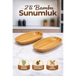 Funny Life 2’li Bambu Sunumluk Tabak Kayık Servis Tabağı Kahvaltılık Çerezlik Doğal Ahşap
