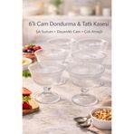 Funny Life 6’lı Cam Dondurma Kasesi Ayaklı Tatlı Kup Bardak Sunum Kasesi 10 cm Şık Set