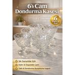 Funny Life 6’lı Cam Dondurma Kasesi Ayaklı Tatlı Sunum Kasesi Şeffaf Cam Magnolia Dondurma Kupa Seti