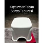 Funny Life Altı Lastikli Kaymaz Lüx Kare Strong Çok Amaçlı Beyaz Banyo Taburesi