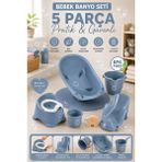 Funny Life Baby 5 Parça Bebek Banyo Seti | Bebek Küveti + Lazımlık + Kova + Maşrapa + Banyo Aparatı | Bpa Free - Mavi