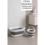 Funny Life Büyük Boy Katlanır Set - 38 lt Katlanır Çamaşır Sepeti , 12 lt Katlanır Kova