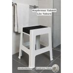 Funny Life Büyük Kaydırmaz Tabanlı Lüx Banyo Taburesi - Günlük Kullanım Çok Amaçlı Modern Tabure Siyah