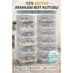 Funny Life Gondol 12'li Şeffaf Ayakkabı Bot Kutusu Saklama Dolap İçi Düzenleyici Hava Delikli Organizer