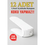 Funny Life Gondol Ayakkabı Rampası 12 Adet 1.sınıf Dolap Içi Ayakkabı Düzenleyici Kokusuz Organizer Beyaz