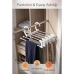 Funny Life Ivory Akıllı Çok Amaçlı Metal Elbise - Şal - Pantolon Askısı 5 Katlı