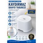 Funny Life Kaydırmaz Banyo Taburesi Bel Destekli Plastik Duş Oturağı Güvenli Banyo Taburesi - Beyaz