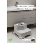 Funny Life Kaydırmaz Taban Çocuk Basamaklı Eğitim Taburesi - Banyo, Lavabo, Klozet Basamak Merdiven Yükseltici - Gri
