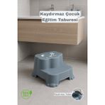 Funny Life Kaydırmaz Taban Çocuk Basamaklı Eğitim Taburesi - Banyo, Lavabo, Klozet Basamak Merdiven Yükseltici - Mavi