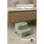 Funny Life Kaydırmaz Taban Çocuk Basamaklı Eğitim Taburesi - Banyo, Lavabo, Klozet Basamak Merdiven Yükseltici - Yeşil