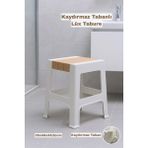 Funny Life Kaydırmaz Tabanlı Lüx Banyo Taburesi - Günlük Kullanım Çok Amaçlı Modern Tabure - Kahverengi