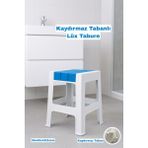 Funny Life Kaydırmaz Tabanlı Lüx Banyo Taburesi - Günlük Kullanım Çok Amaçlı Modern Tabure - Mavi