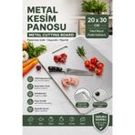 Funny Life Paslanmaz Çelik Metal Kesim Panosu 20x30 cm Kaydırmaz Hijyenik Doğrama Tahtası