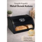 Funny Life Sürgülü Kapaklı Metal Ekmek Kutusu Büyük Boy Ekmeklik Saklama Kabı Organizer