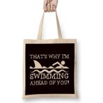 Funny Swimming Shark Swim Swimmer Water Sports Athlete Coach Bez Çanta Uzun Saplı - Açık Bej - 40 X 40