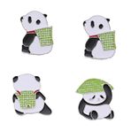FUNOMOCYA Moda Sırt Çantası Broş 4 adet Karikatür Panda Rozeti Hafif Göğüs İğnesi Aksesuarı