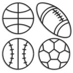 Funrous 4 Paket Metal Spor İşareti Modern Futbol Duvar Sanatı Dekor Siyah Basketbol Beyzbol Futbol Asılı Oda Dekoru Vintage Rustik Dekor Çocuklar Erkek Çocuk Spor Taraftarı Temalı Yatak Odası Çocuk Oyun Odası Dekoru