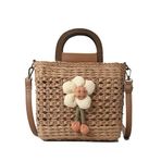 FUNSEED Kadınlar için Tote Çanta, Alışveriş Çalışmaları için Bölmeli Yardımcı Crossbody Plaj Dokuma Çanta Depolama, Beyaz