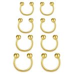 Funseedrr At nalı burun piercingi, dudak piercingi, septum halka seti, cerrahi çelik, 1,2 mm, burun, dudak, küpe, piercing takı (6 – 12 mm çap), Paslanmaz Çelik