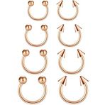 Funseedrr At nalı burun piercingi, dudak piercingi, septum halka seti, cerrahi çelik, 1,2 mm burun dudak küpesi, piercing takı (6 – 12 mm çap), Paslanmaz Çelik