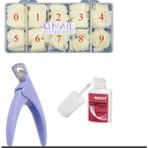 Funshop Protez Tırnak 500'LÜ Kemik Tips -Tips Makası ve Yapıştırıcı Mxbon - 3'lü Set
