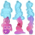 FUNSHOWCASE Hamile Anne Anahtarlık Asılı Delikli Epoksi Reçine Silikon Kalıplar Anne Etiket Kolye Süsleri 3 Paket 7,4 cm Uzunluk