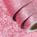 FunStick Duvar Kağıdı Pembe Glitter Koyu Pembe 40CM×2M Dekorasyon Folyo Kendinden yapışkanlı Duvar Kağıdı Çocuk Odası Kız Yapışkanlı Folyo Zanaat Çocuk Glitter Kağıt Kendinden yapışkanlı