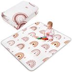 Funtery Boho Gökkuşağı Taşınabilir Bebek Oyun Matı, 103 x 103 cm Yıkanabilir Katlanabilir Emekleme Matı, Bebekler için Kaymaz Oyun Matları, Zemin Oyun Parkı Yeni Yürümeye Başlayan Bebekler için Karın Zaman Aktivitesi