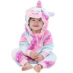 Funthy-Funthy Unisex Bebek Hayvan Kostümü Kış Sonbahar Pazen Kapüşonlu Romper Yılbaşı Tulum Çocuk Sıcak Ev Giyimi Yürümeye Başlayan Onesie Pijama -Unicorn ||19-24 Ay