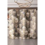 Fupe Shop Doğal Ahşap 3 Boyutlu Tek Taraf Baskılı 5 Kanat Paravan Seperatör Oda Bölme - 200 x 180 cm - Çok Renkli