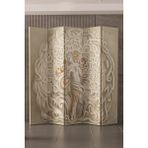 Fupe Shop Doğal Ahşap Gold Heykel Kadın 5 Kanat Paravan Seperatör Oda Bölme - 200 x 180 cm - Renkli