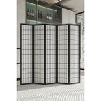 Fupe Shop Doğal Ahşap Japon Stil Çizgisel 5 Kanat Paravan - Siyah - 180 x 180
