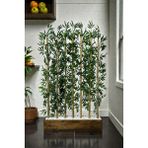 Fupe Shop Yapay Çiçek Kalın Bambu Çubuk Ahşap Saksı Ceviz Seperatör Paravan - 100X180X15