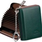 FurArt Kadınlar ve erkekler için kredi kartı cüzdanı, RFID koruması, anahtarlık, fermuarlı kılıf, Koyu yeşil., compact, RFID cüzdan