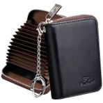 FurArt Kadınlar ve erkekler için kredi kartı kılıfı, RFID koruması, anahtarlık, fermuarlı çanta, Schwarz 01, compact, Klasik