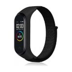 Furenfa Xiaomi Mi Band 5/6/7 Uyumlu Spor Dokuma Akıllı Bileklik Kordon Kayış - Siyah