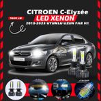 Furens Citroen C-Elysee 2010-2023 Uzun Far Uyumlu Şimşek Etkili LED Xenon Pro Series H1