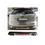 Furens Ford Focus 2 HB Difüzör Arka Tampon Eki 4 Egzoz Çıkışlı Gri Reflektörlü