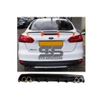 Furens Ford Focus 3 Difüzör Arka Tampon Eki 4 Egzoz Çıkışlı Siyah Lüx Tip