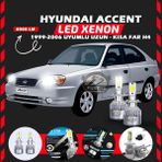 Furens Hyundai Accent Admira 1999-2006 Uzun-Kısa Far Uyumlu Şimşek Etkili LED Xenon Performance Series H4 - Beyaz
