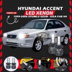 Furens Hyundai Accent Admira 1999-2006 Uzun-Kısa Far Uyumlu Şimşek Etkili LED Xenon Premium Series H4 - Beyaz