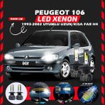 Furens Peugeot 106 1993-2002 Uzun-Kısa Far Uyumlu Şimşek Etkili LED Xenon Pro Series H4 - Beyaz
