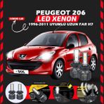 Furens Peugeot 206 1996-2011 Uzun Far Uyumlu Şimşek Etkili LED Xenon Premium Series H7 - Beyaz