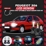 Furens Peugeot 306 1993-1997 Uzun Kısa Far Uyumlu Şimşek Etkili LED Xenon Pro Series H4 - Beyaz