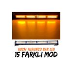 Furens Turuncu Tepe Çakar Bar LED 60CM 12-24V Off Road Çekici Traktör Ikaz Lambası Çakar 15 Modlu